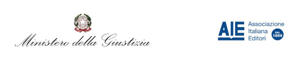 Emblema del Ministero della giustizia e logo Associazione Italiana Editori