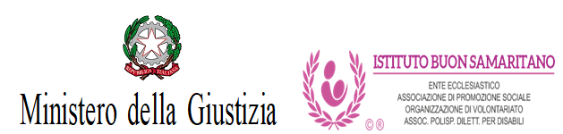 Emblema del Ministero della giustizia e logo istituto buon samaritano
