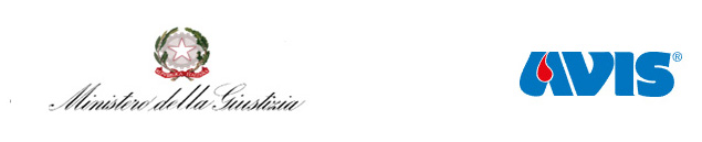 Emblema del Ministero della giustizia e logo AVIS - Associazione Volontari Italiani Sangue