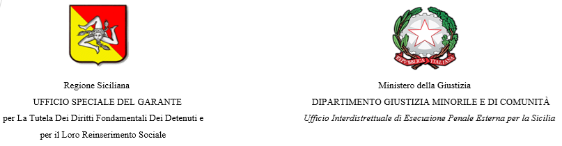 Emblema del Ministero della giustizia e logo regione siciliana