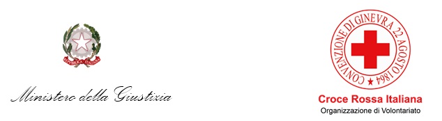 Emblema del Ministero della giustizia e logo Croce rossa italiana